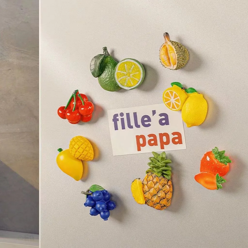 

Artificial fruit 3D refrigerator stickers three-dimensional creative fake tropical durian lemon message magnets home decoration