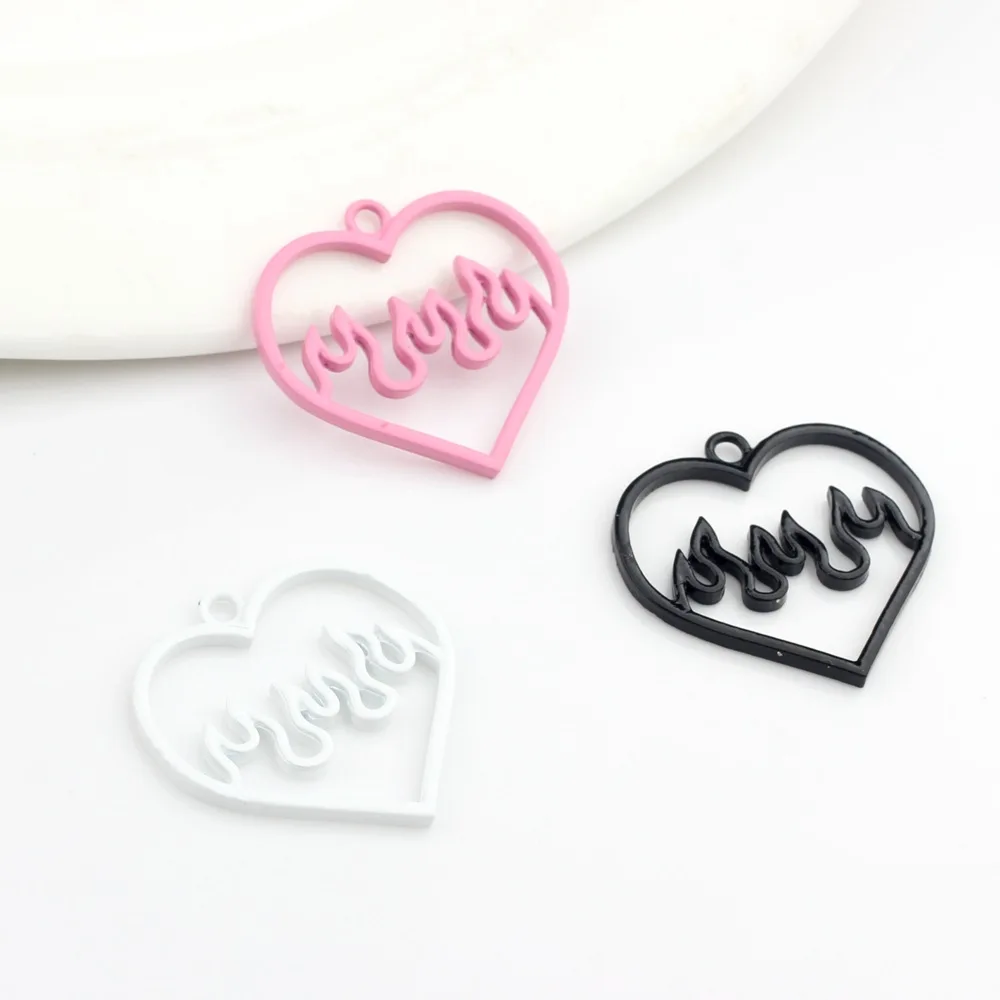 

10pcs Handmade Love Heart Pendant Charms Alloy Hollow Pendants Necklace Earrings Pendant Diy Jewelry Making Findings
