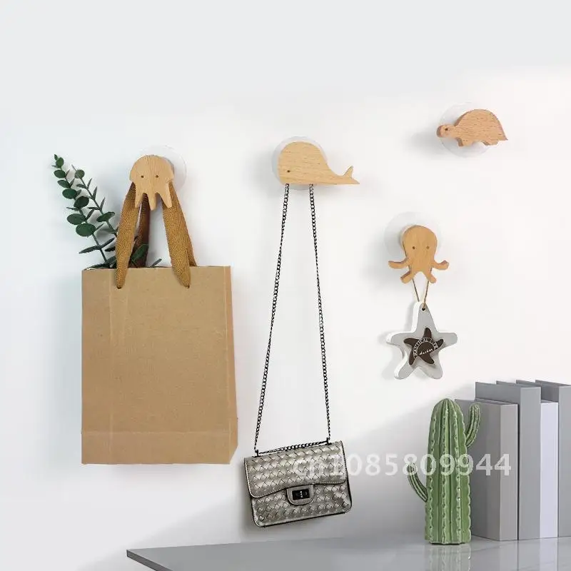 

1pcs Cute Animal Hook Creative Nordic New Wooden Hook Wall Hanging Coat Hook Home Decoration Solid Wood Hook Kitchen Accessories