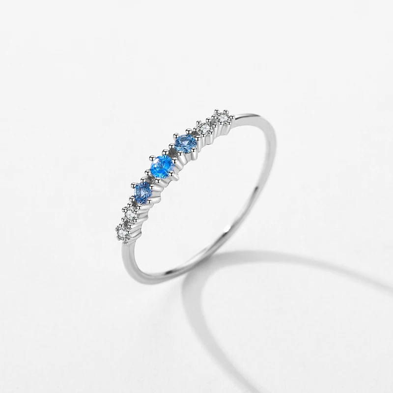 Modian 925 Sterling Silver proste wieżowych moda cienki palec pierścień wisiorek niebieski cyrkon pierścienie dla kobiet mała biżuteria ślubna