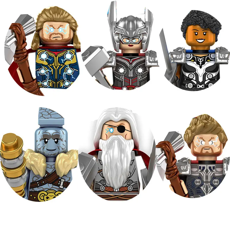Thor Building Blocks Anime Bricks Valkvrie Korg Odin Mini Action Figures Heads Assembly Toys Regalo Di Compleanno Per Bambini