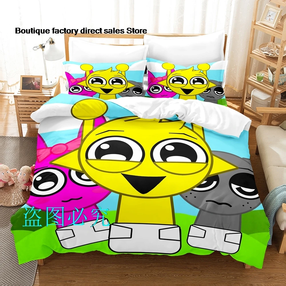2025 Hot Sprunki Bedding Set Single Twin Full Queen King Size Bed Set Adult Kid Bedroom Duvetcover Sets Anime parure de lit Bed 3