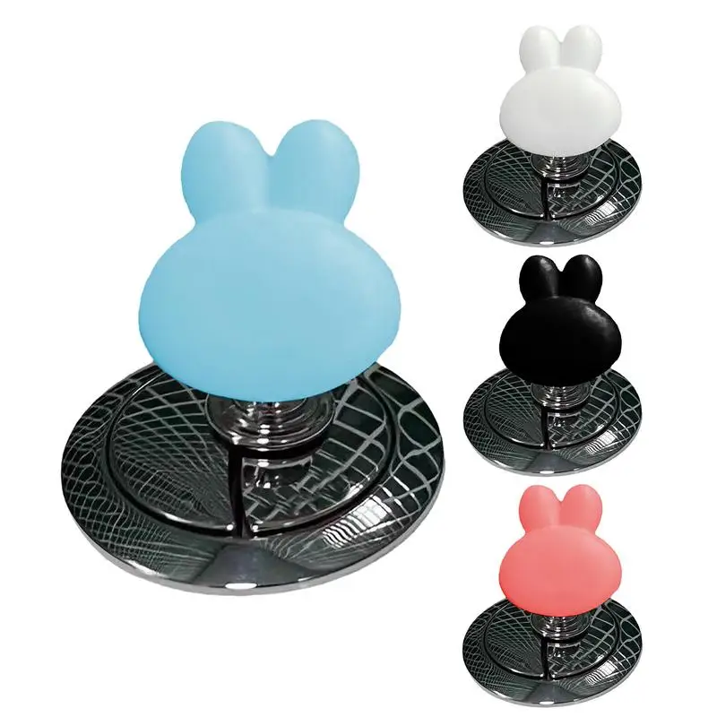 Toilet Flusher Toilet Button Pusher Helper Rabbit Head Shaped Press Tool Button Pusher Cabinet Handle Home Bathroom Accessories 1pc
