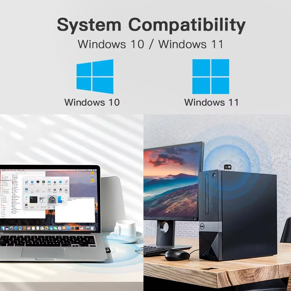KEBIDUMEI 블루투스 6.0 어댑터 USB 5.4 동글 PC용 Win11/10/8.1 블루투스 수신기/키보드/마우스 스피커용 송신기