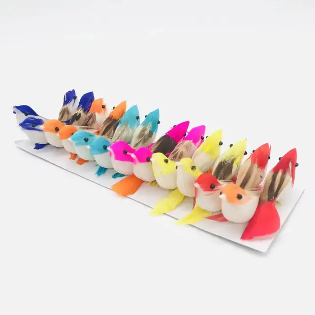 24Dics Színes Mini Mesterséges Hab Valódi Toll Madarak Szimulációs Barkács Kézműves Díszek Otthoni Kerti - Image 2