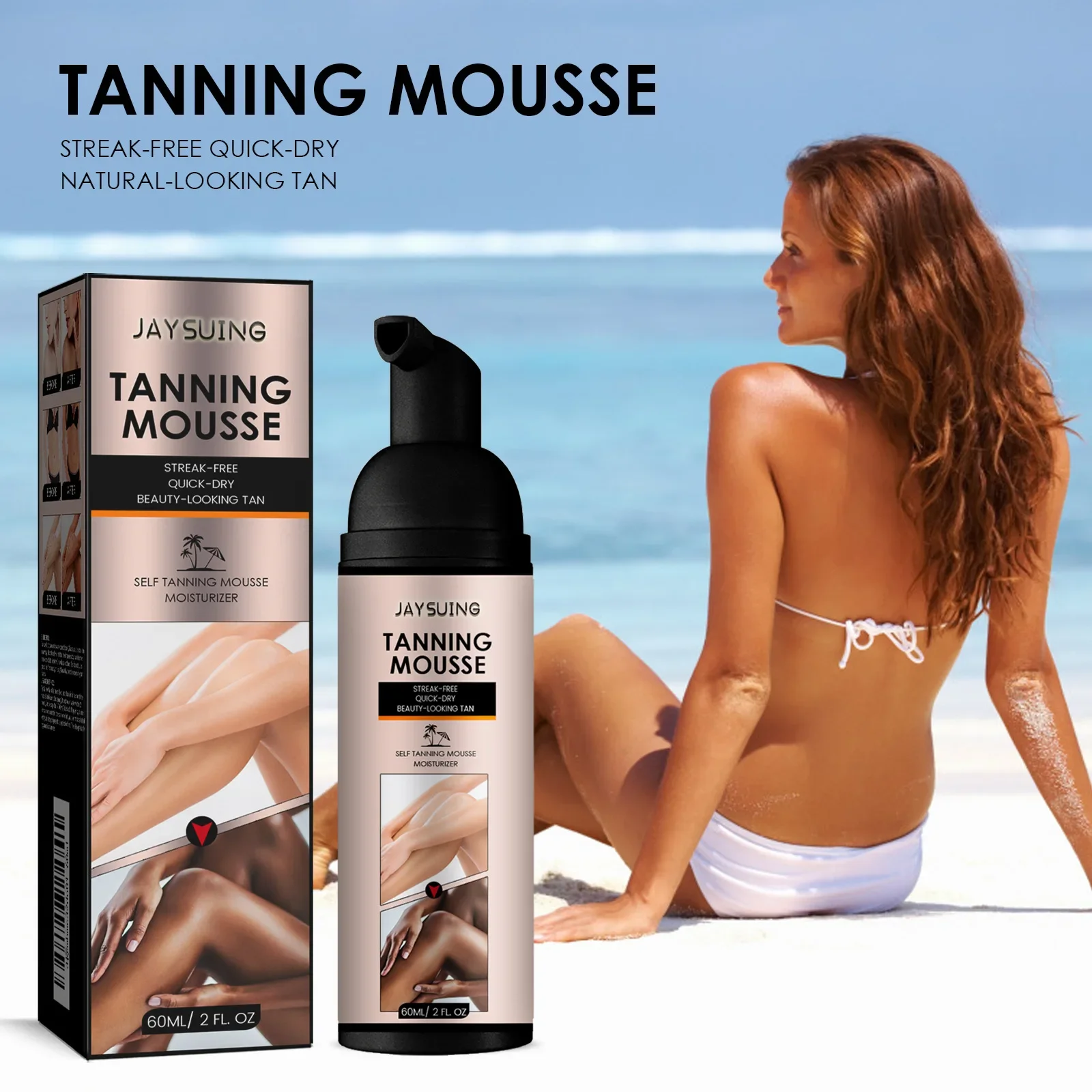 Bronzer Tanning Mousse Darker Natural Sunless Bronzing Accelerator Nourish Beach Tanning Solarium Sunbathing Fake Tan Mousse