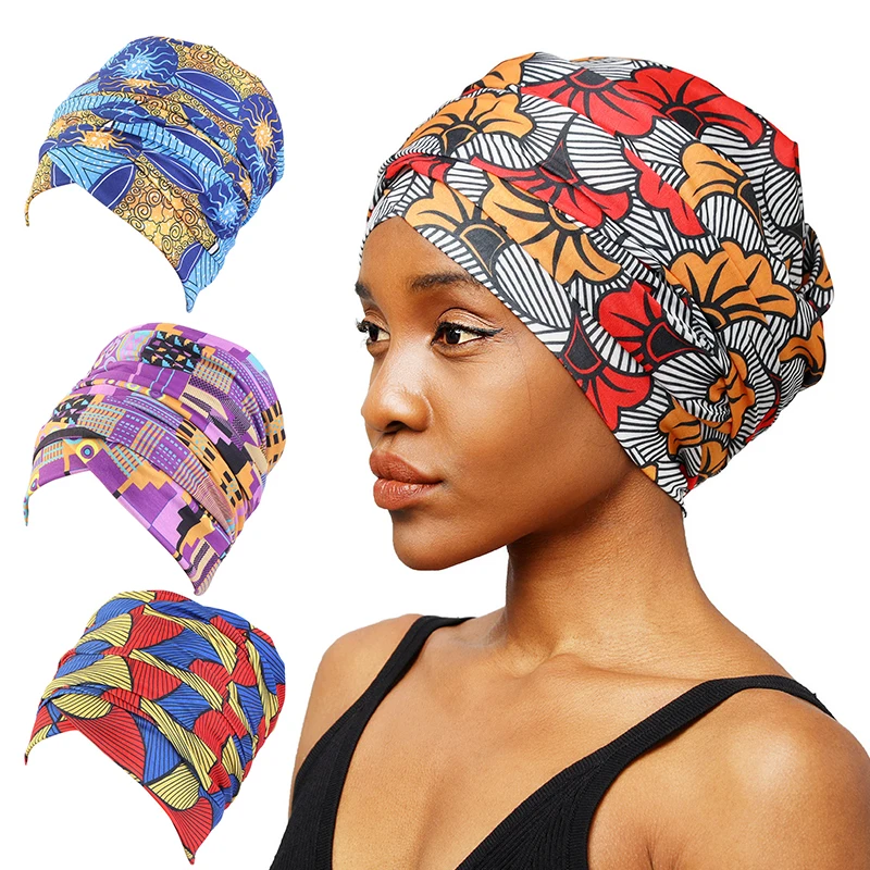 Nuove donne stampa africana turbante morbido copricapo fascia