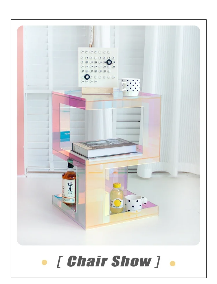 Description Picture 2 of itemLuxury Transparent Acrylic Coffee Table Furniture,Colorful Living Room Sofa,Side Corner tables Bedroom,Square Bedside Cabinets