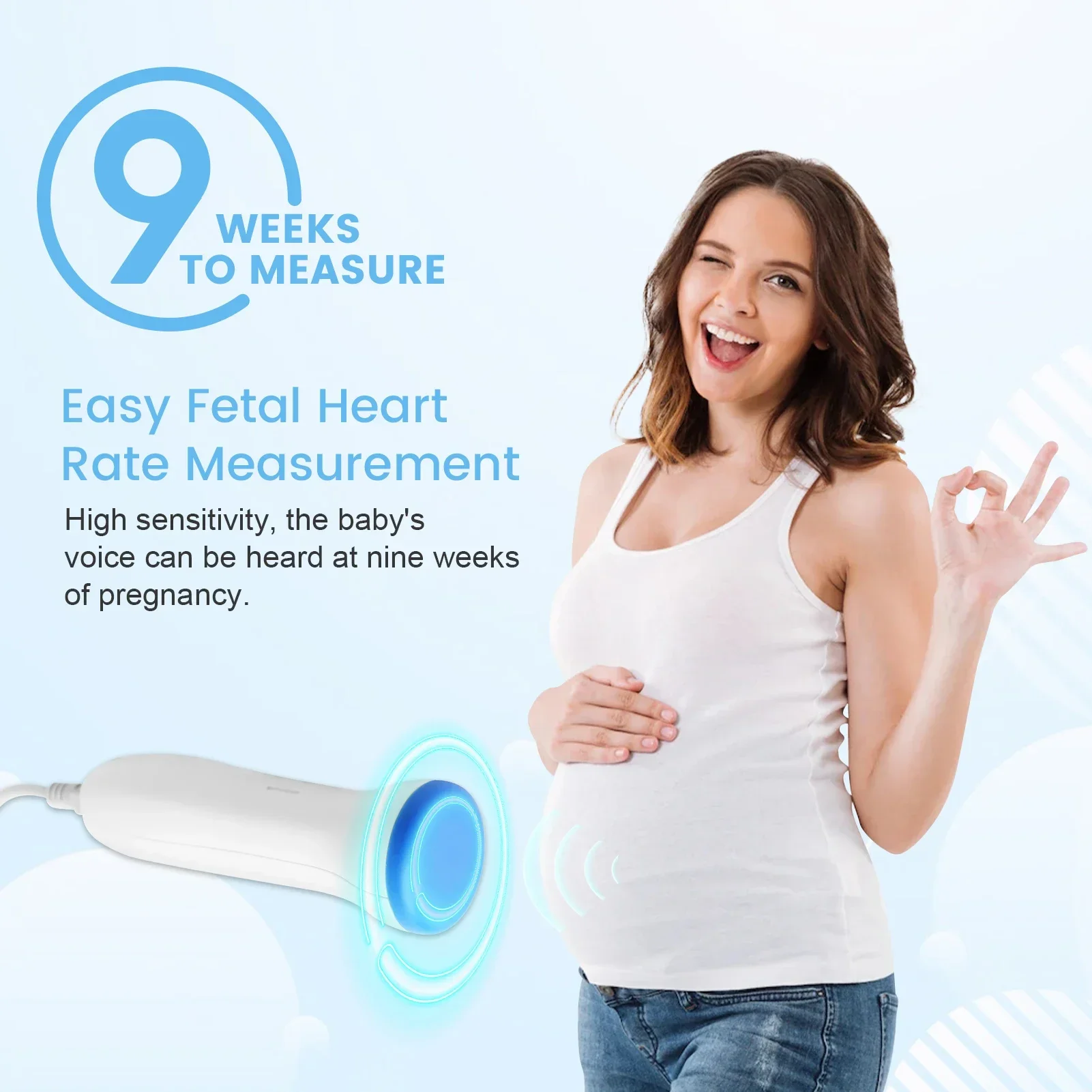 3MHz Doppler Fetal Monitor Baby Heartbeat Monitor Pregnancy Digital Fetal Doppler Stethoscope Baby Heart Beat Detector Mom