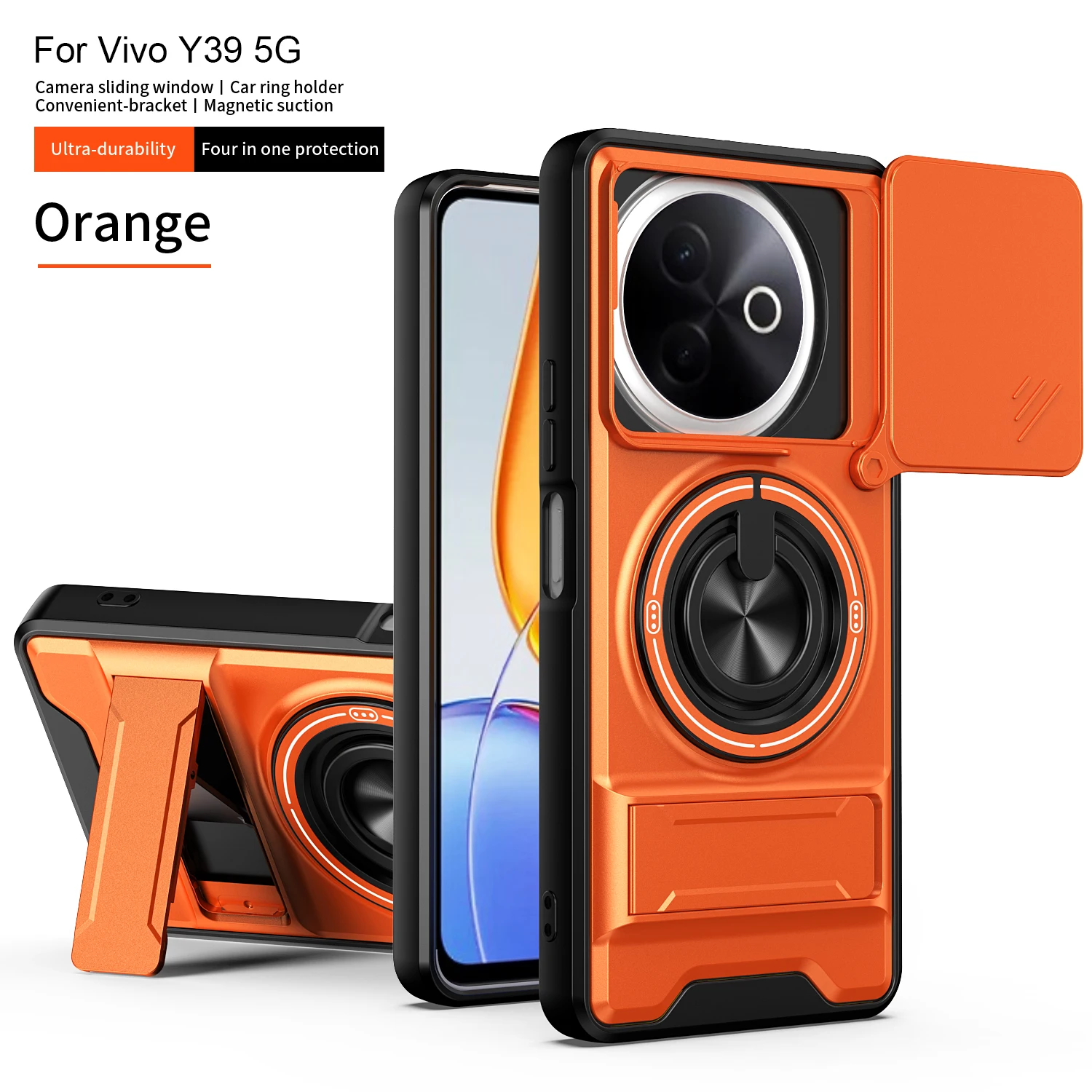 Armored Hard Shell Phone Case with 360° Rotating Magnetic Ring Holder
