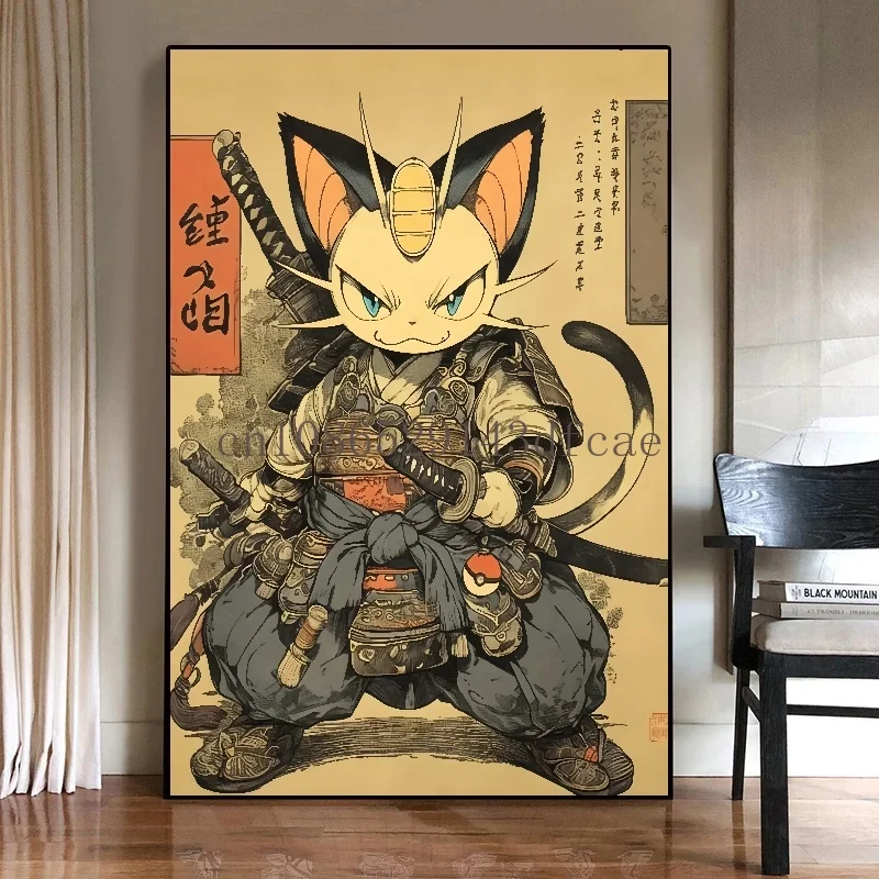 日本のポケモン漫画のキャンバス絵画,ピカチュウ,フシギダネ,リス,壁の