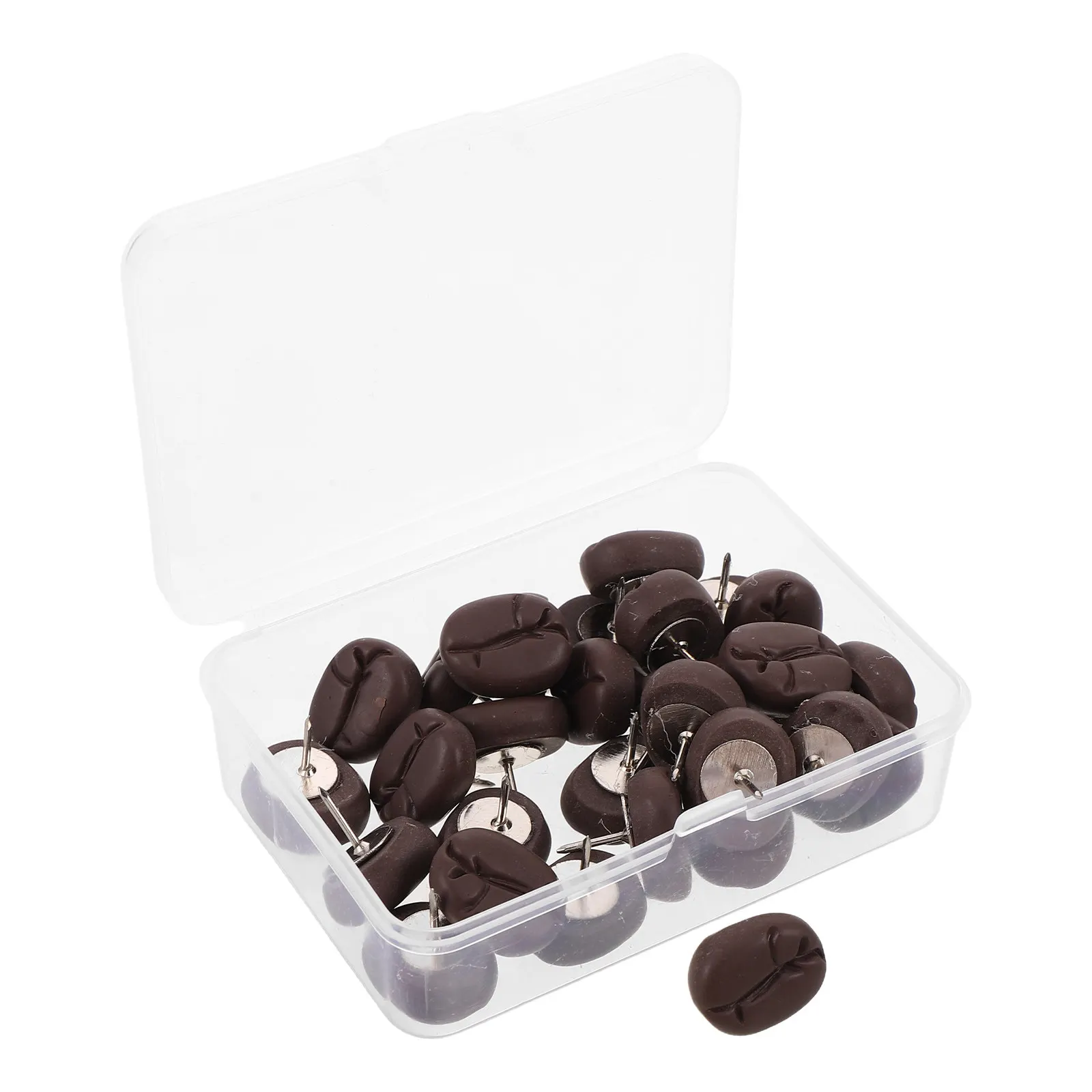 30Pcs 커피 콩 푸시 핀 코르크 보드 사진 메모 게시판 사무실 홈 학교 사용을위한 크리 에이 티브 수지 압정