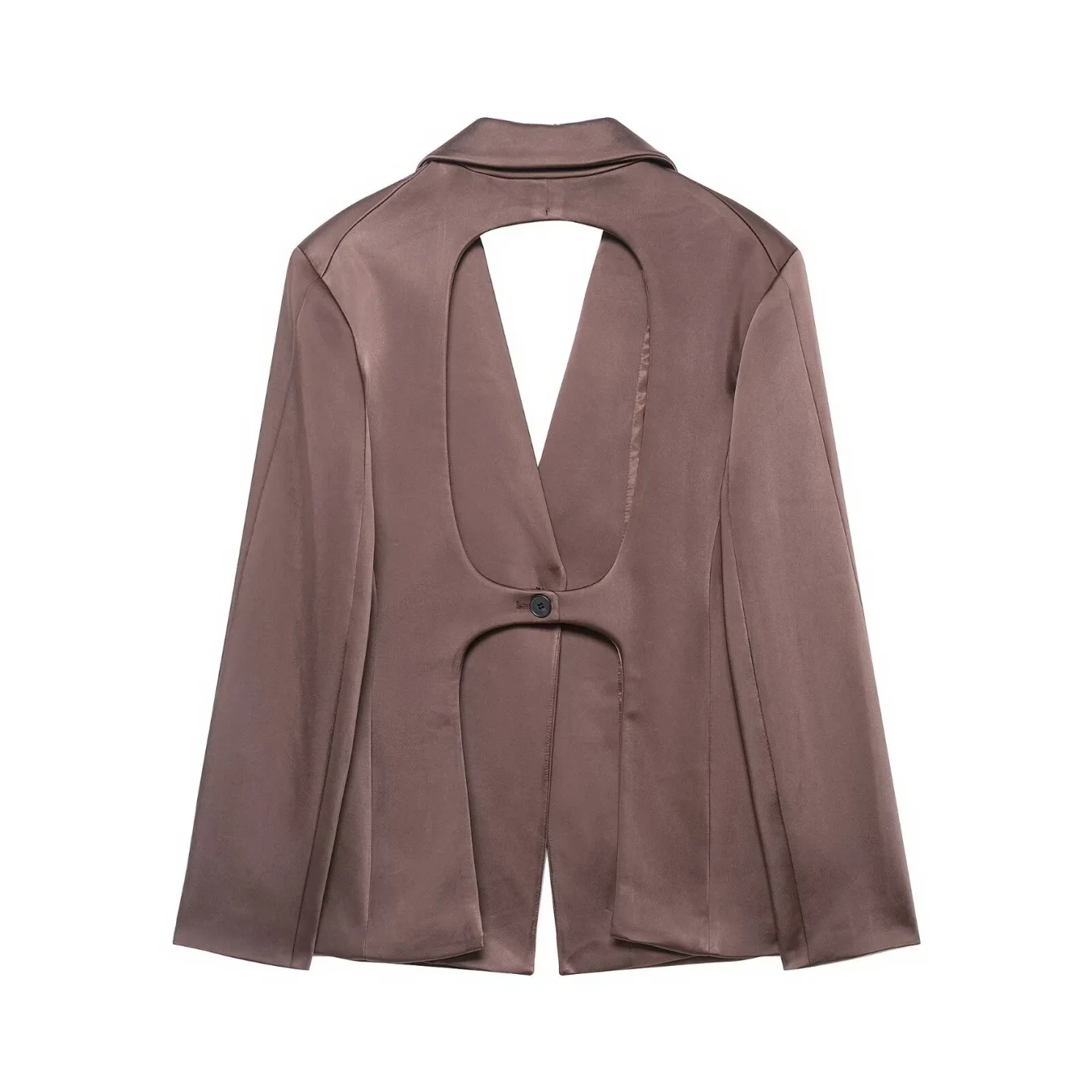 Women Summer Vintage Solid Chic OL Blazer Female Coffee Coat Lady Fashionable Sexy Backless Single Button Blazer Top Streetwear