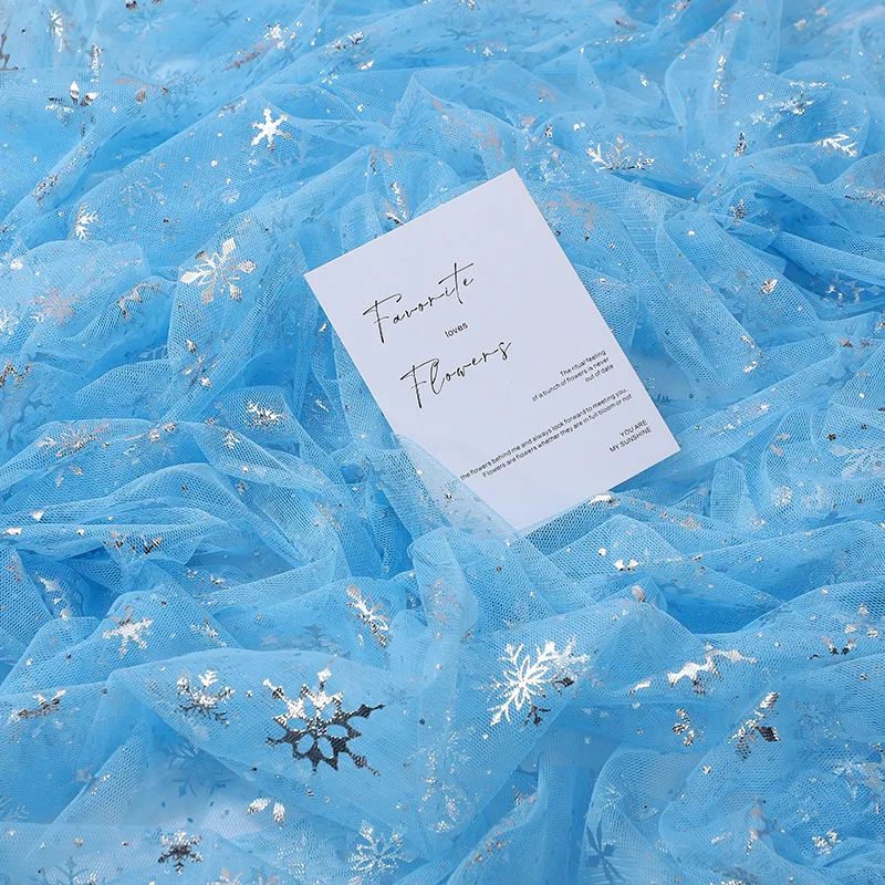 

Серебряная сетчатая ткань в виде снежинки, платье принцессы Эльзы, скатерть, детская одежда, головной убор, Рождественская сетчатая ткань, новинка