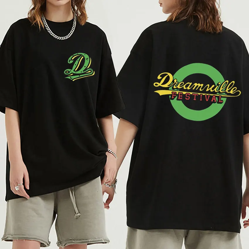 

Футболка мужская с принтом J Cole Dreamville, Модная хлопковая тенниска оверсайз в стиле хип-хоп, футболка в стиле унисекс для фестиваля 2023
