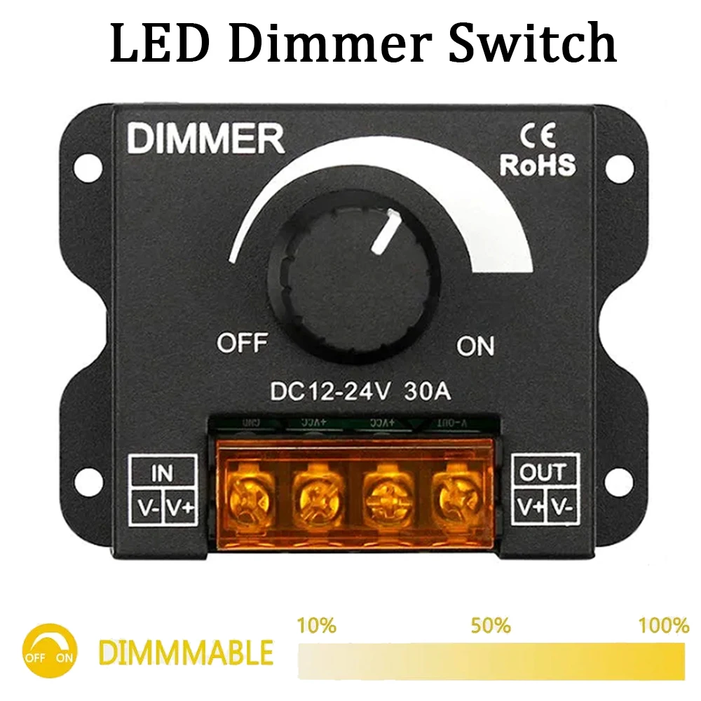 LEDDimmerSwitchDC12V24V8A30ABrightnessAdjustableController