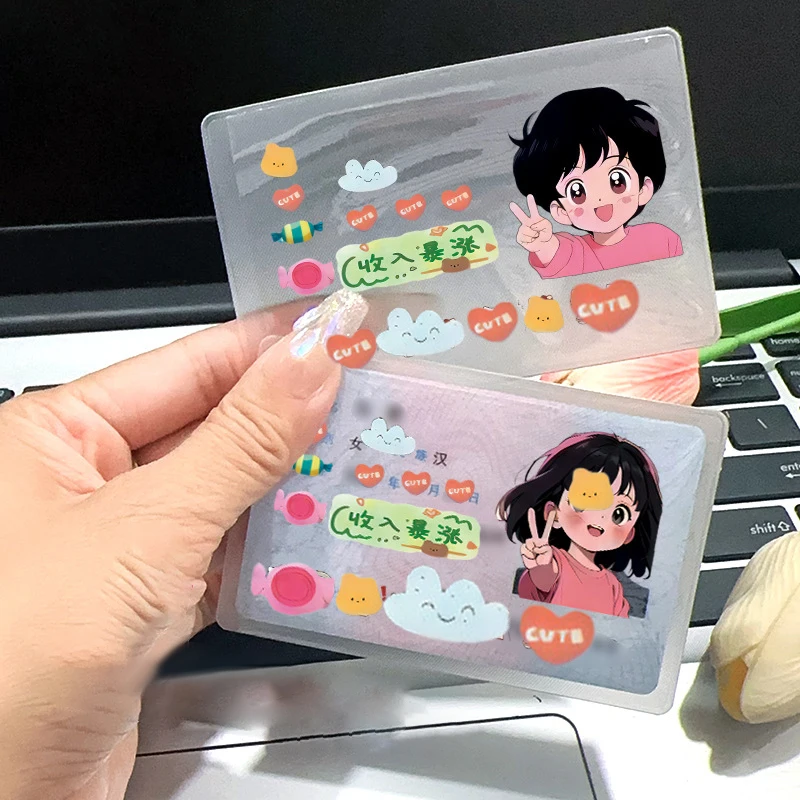 

ID Card Cover Avatar Face Blocking Spoofed Protective Case Couple Cartoon Anti-magnetic Funny Gift Transparent Card Holder