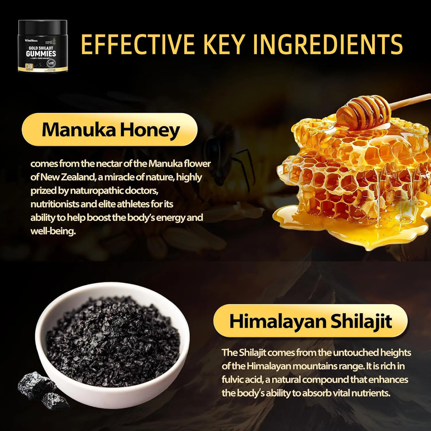 Shilajit Supplement 1 bottle of Himalayan Shilajit Gummies To Supplement Nutrition And Improve Cardiovascular Health