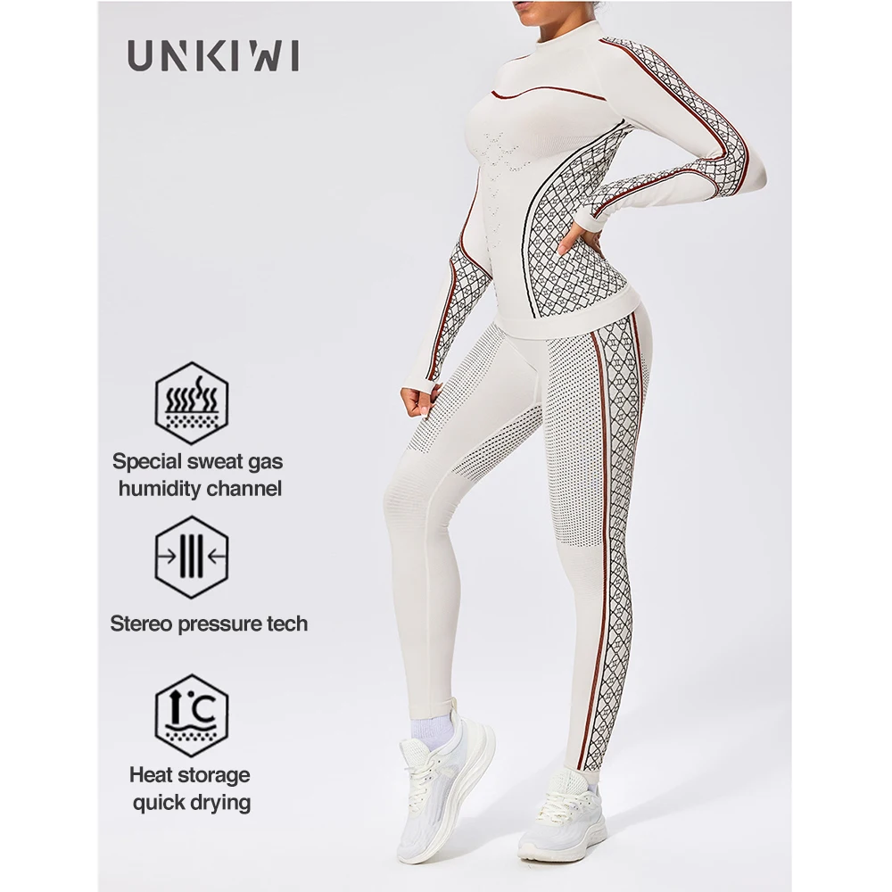 Women Ski Thermal Underwear Sets Female Quick Dry Functional Compression Tracksuit Tight Snowboarding Tops and Pants Adult