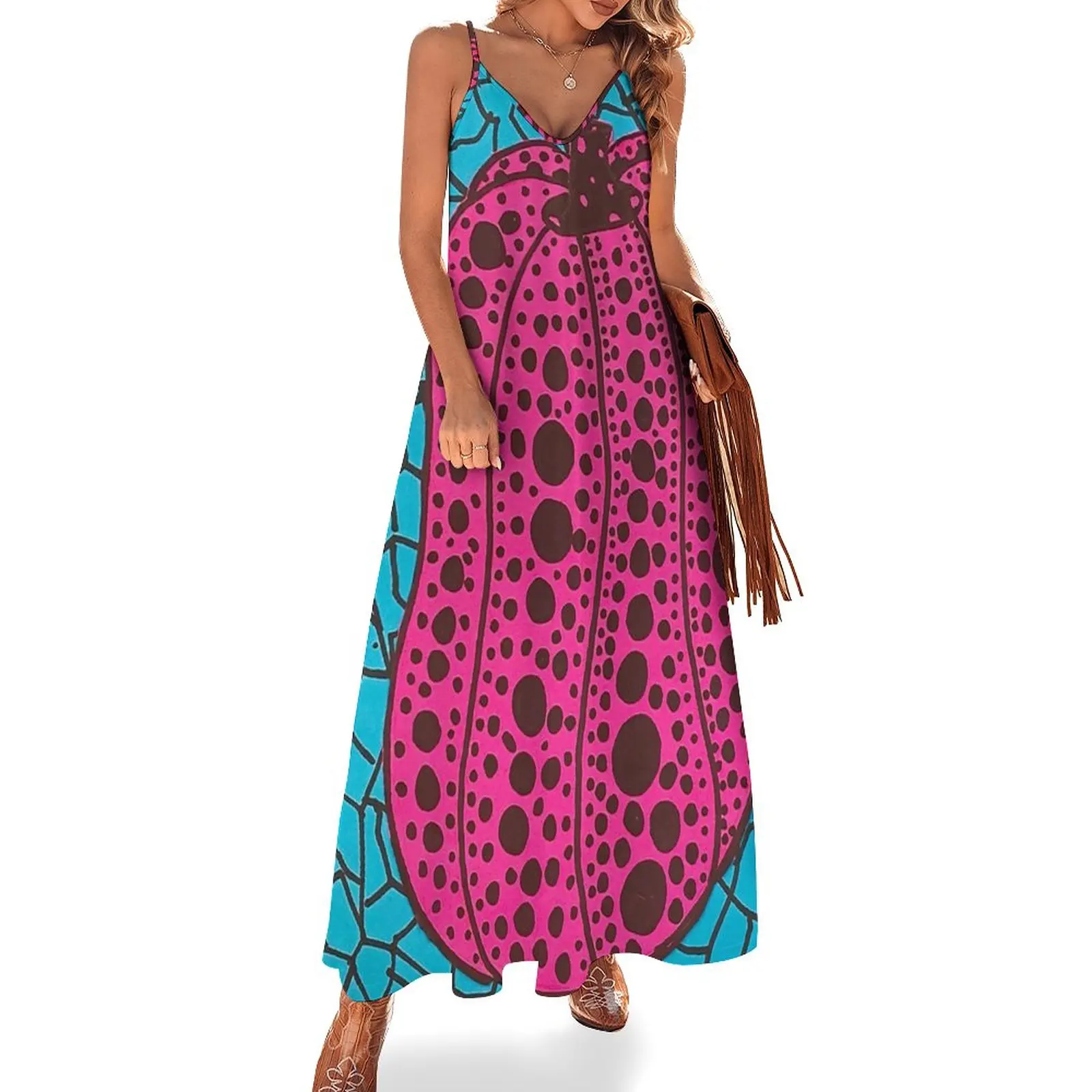 

Yayoi Kusama - Pink Pumpkin Sleeveless Dress Female dress Casual dresses clothes for woman Women's summer long dress