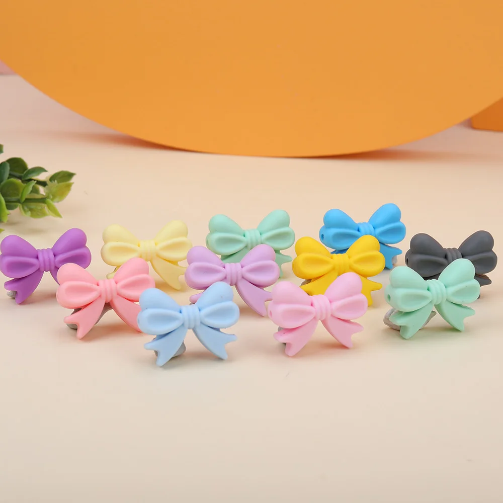 

50-200pcs Bowknot Silicon Beads BPA Free Bow Tie Baby Teething Bead For DIY Jewelry Making Chewable Baby Teething Gift