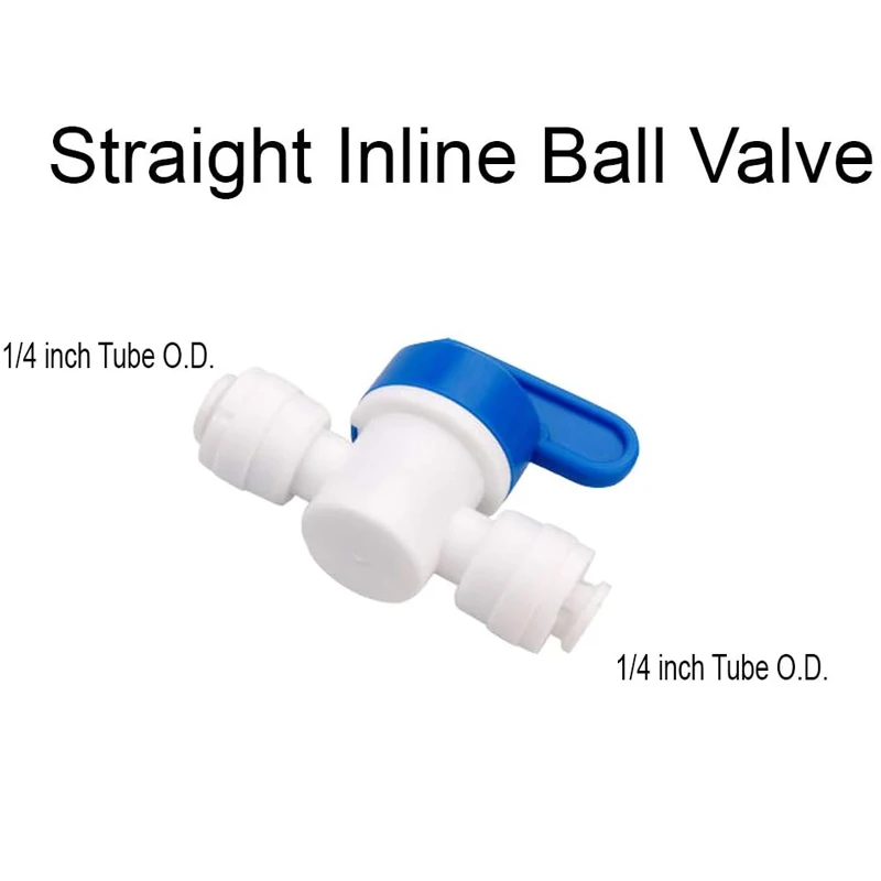 RO Water Tube Fitting 1/4" OD Quick Connect Push In for RO Water Reverse Osmosis System 20 ball valve+T+I+L Type