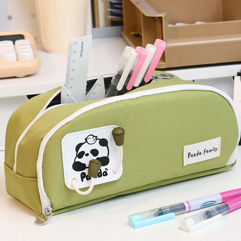 Cute Panda Family Pencil Bag Large Capacity Multilayer Zipper Pencil Case Student Pen Box Storge for School Stationery Supplies