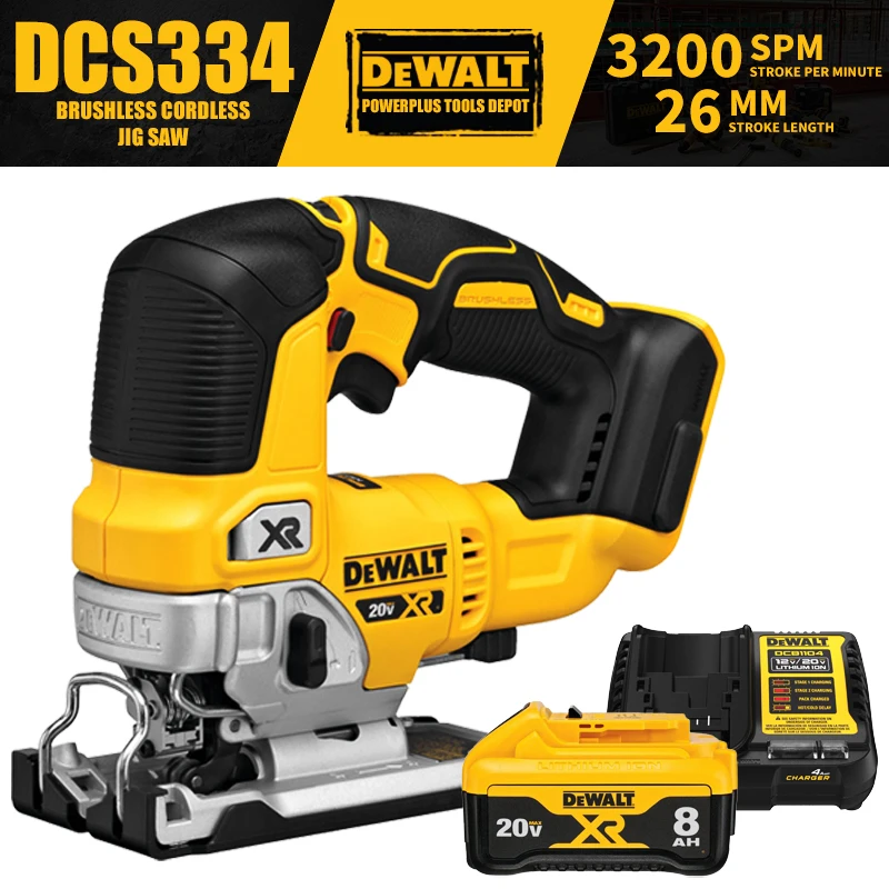 

DEWALT DCS334 Kit Brushless Cordless Jig Saw 20V Power Tool Cutouts Countertops Furniture Making Curved Cut With Battery Charger