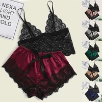 1 ensemble de pyjamas femmes déshabillé en dentelle Lingerie hauts courts et shorts nuisette pyjamas sous-vêtements vêtements de nuit 2