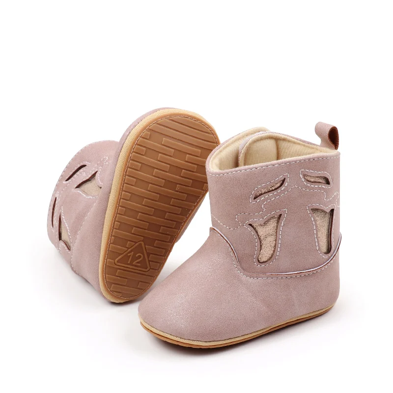Suefunskry Baby Girl Boy Warm Boots Vintage Style Hollow Out First Walking Shoes Cute Snow Boots Shoes for Winter Fall
