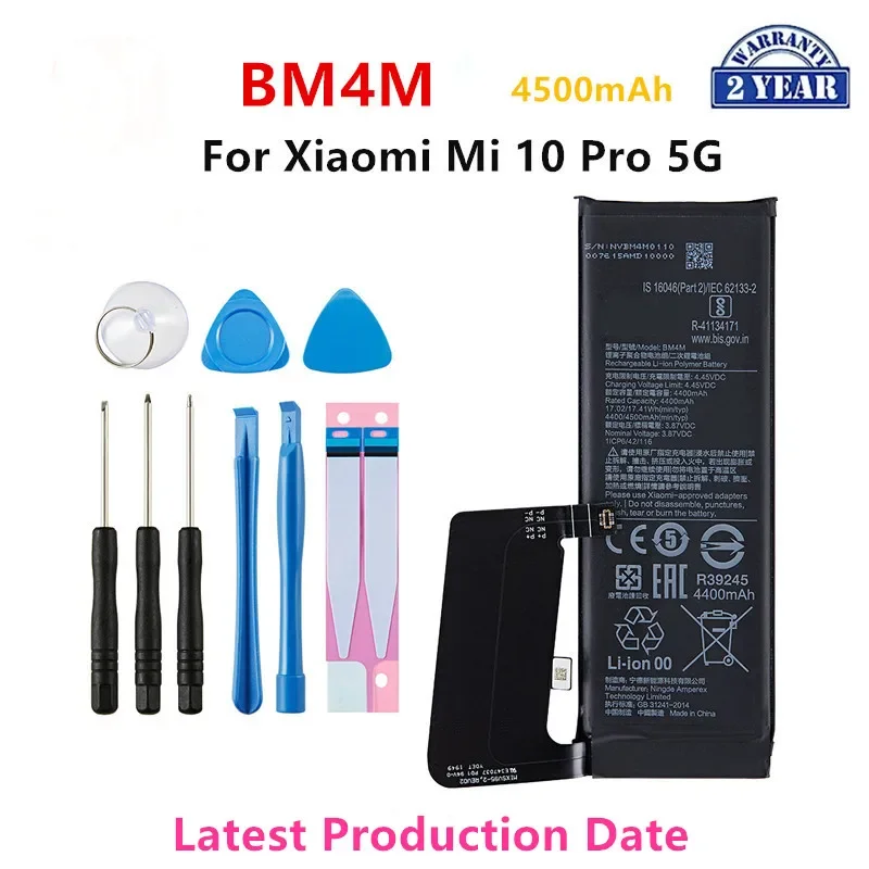 

100% Orginal BM4M 4500mAh Battery For Xiaomi Mi 10 Pro 5G BM4M High Quality Phone Replacement Batteries+Tools