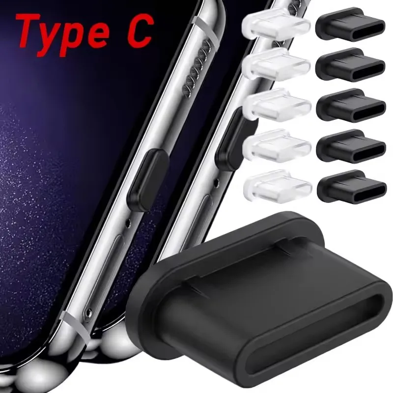 Silicone Type C Charging Port Protector - Anti-Dust Plug Stopper Cap