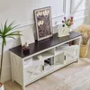 Rustic White Farmhouse TV Stand, Entertainment Center with Power Outlets for TVs up to 65 Inch, Mid Century Modern TV Cabinet, 4