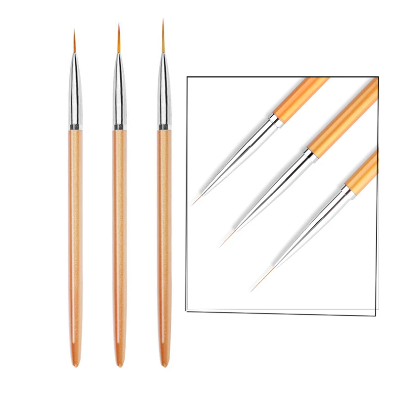 3Pcs Nail Art Liner Brushes French Stripe 3D Tips Line Stripes DIY Drawing Pen UV Gel Brushes Painting Manicure Nail Tool Sets_voghion.com