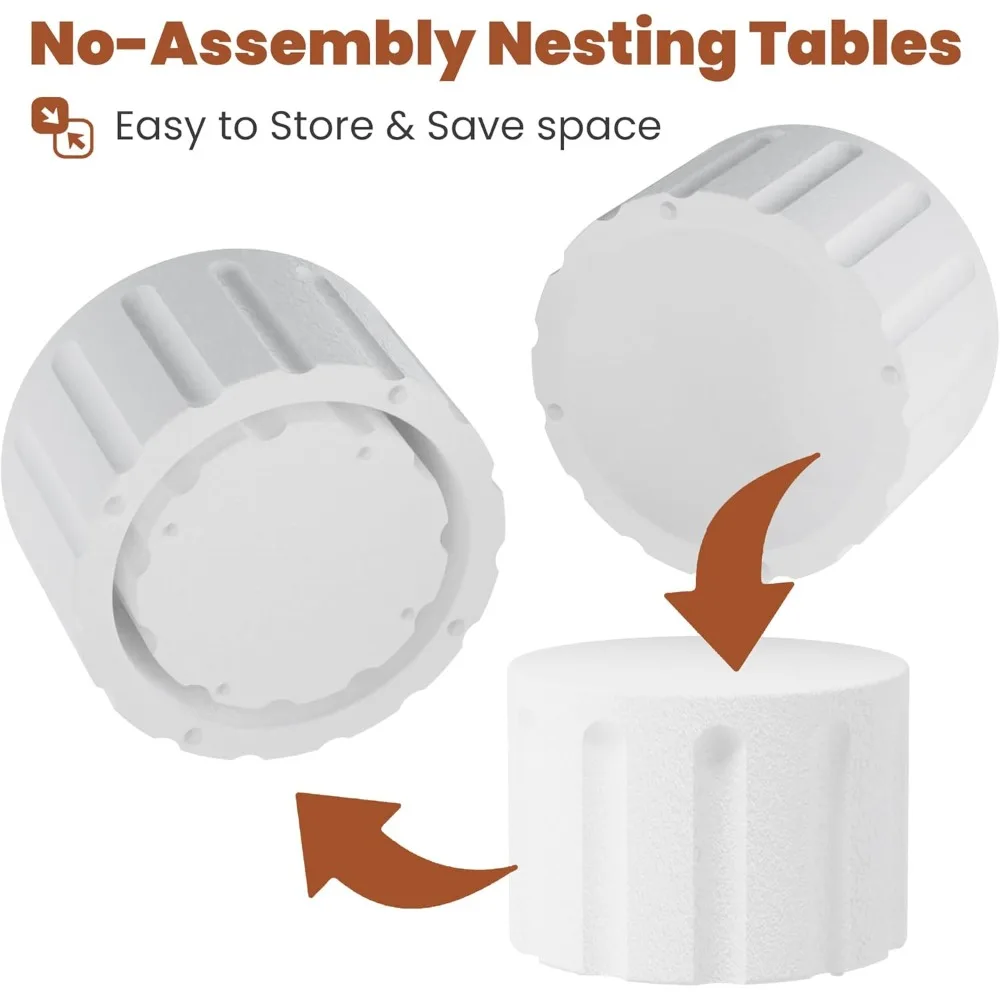 Modern Fluted Round Nesting Coffee Tables 4