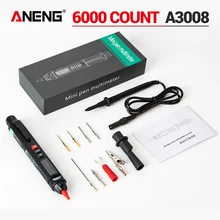 ANENG A3008 Pen Multimeter 6000 Counts Digital Multimeter LCD Display Backlight Flashlight NCV Auto-off for Voltage Current
