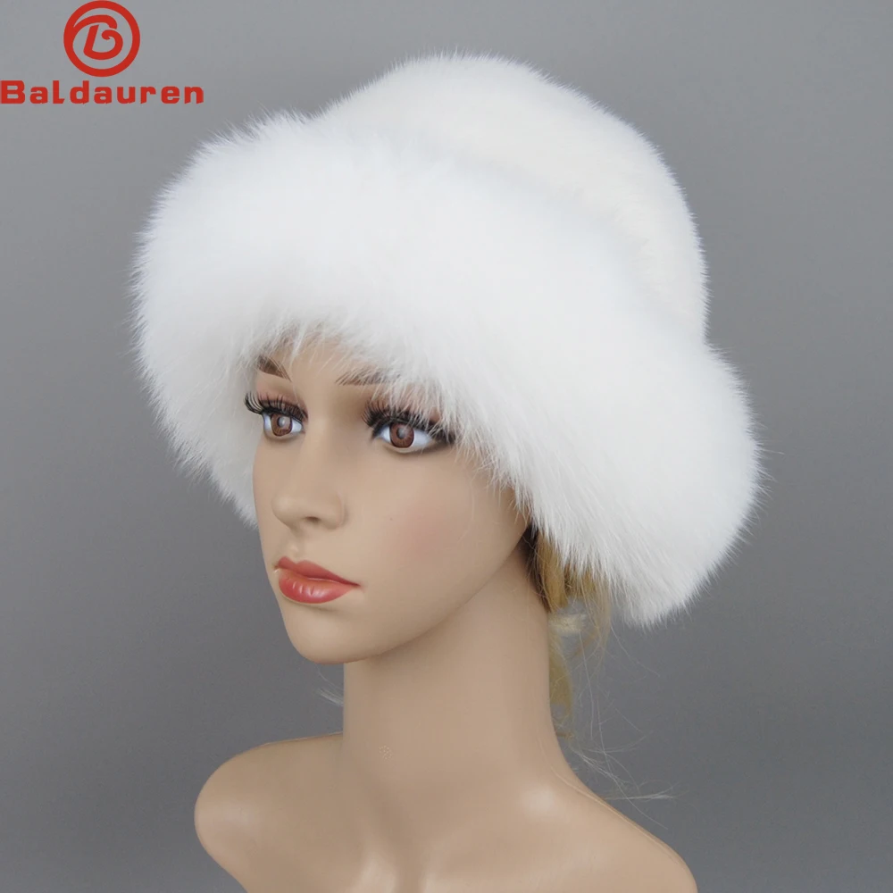 

2024 New Style Fashion Earflap Hat Winter Women's Caps Real Fox Fur Hats Headgear Russian Girls Full Mink Fur Beanies Cap