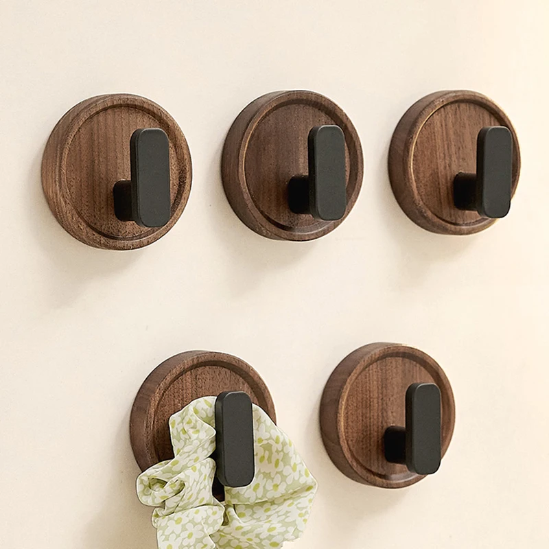 New Style Walnut Robe Hook Clothes Coat Hanger Household Decoration Rustproof Wooden Towel Hook Bathroom Accessories WB8135 3