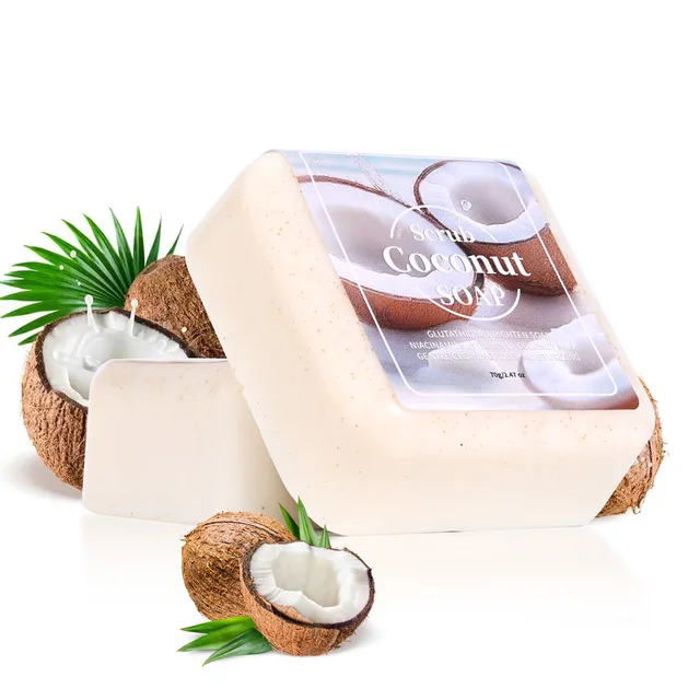 Gommage au glutathion et au noix de coco, savon fait à la main, nettoyage en profondeur et hydratant, huile essentielle végétale de bain, savon Portable 1