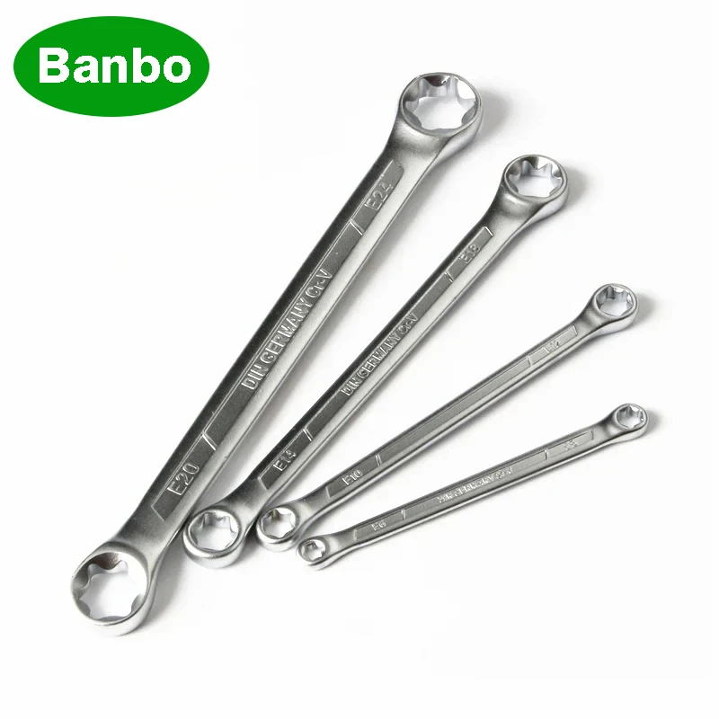 

4Pcs Star Double-ended Hexagon Socket E-Torx Box Ring Wrench Set Spanner E-type Tools E6-E24