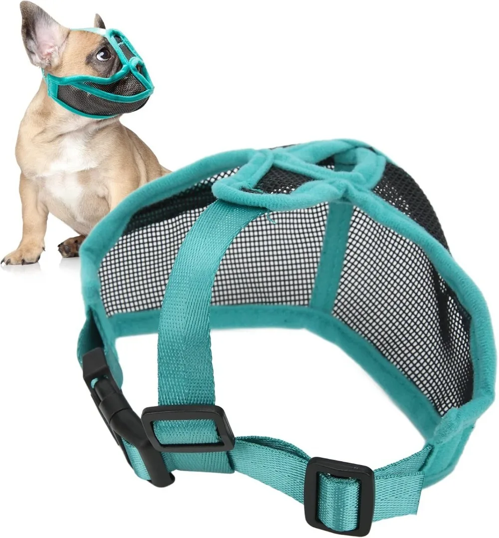 Adjustable Dog Muzzle Breathable Mesh, Soft Anti-Bite Chew Proof Mask for Barking Training & Grooming