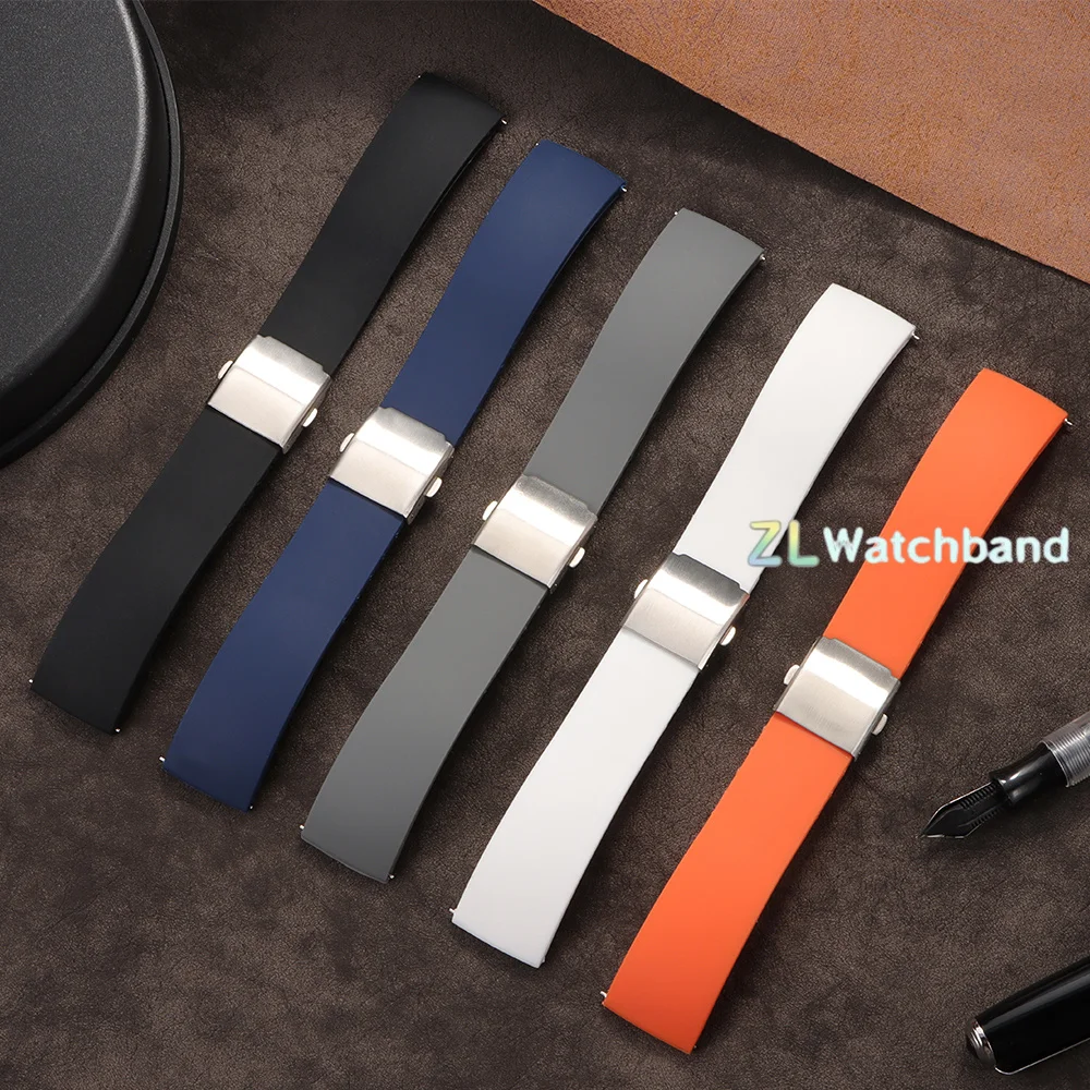 Premium Silicone Rubber Quick Release Watch Strap with Deployment Buckle - Universal Replacement Band (18mm, 20mm, 22mm, 24mm)