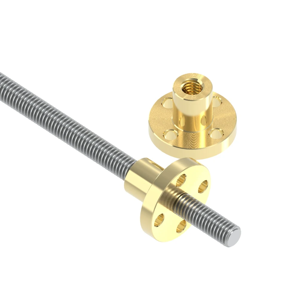 T6 Thread 6mm Trapezoidal Lead Screw Lead with Brass Nut 1mm 2mm 4mm 6mm 12mm Length 100mm150mm200mm250mm3d printer accesoires