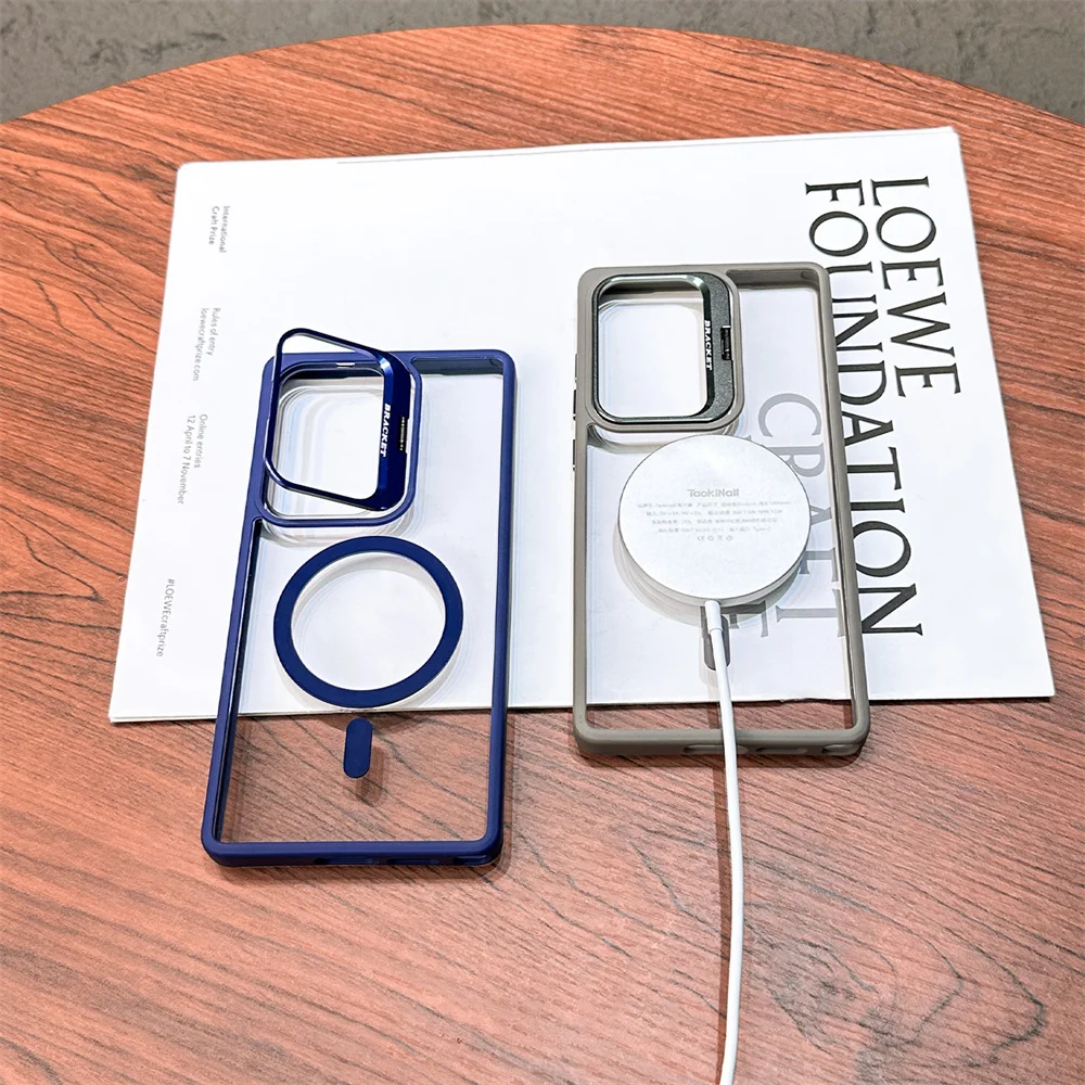 Ultra Metal Lens Holder Magnetic Transparent Slim Hard Phone Case