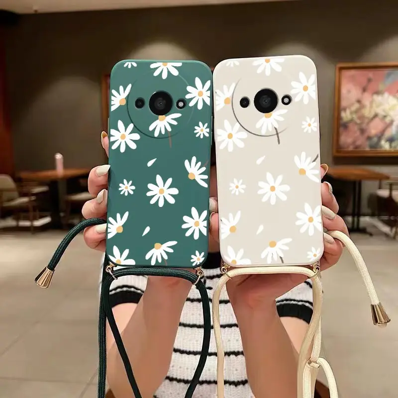 A3 Fallen Flowers Lanyard Silicone Phone Case Cover