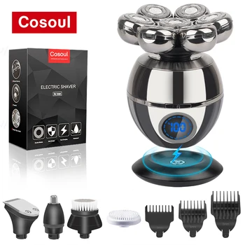 Rasoio per uomo Rasoio elettrico 5 in 1 Rasoio per testa calva Tagliacapelli per uomo calvo Rasoio per barba Macchina per rasatura Rasoio per testa calva 7 teste 1