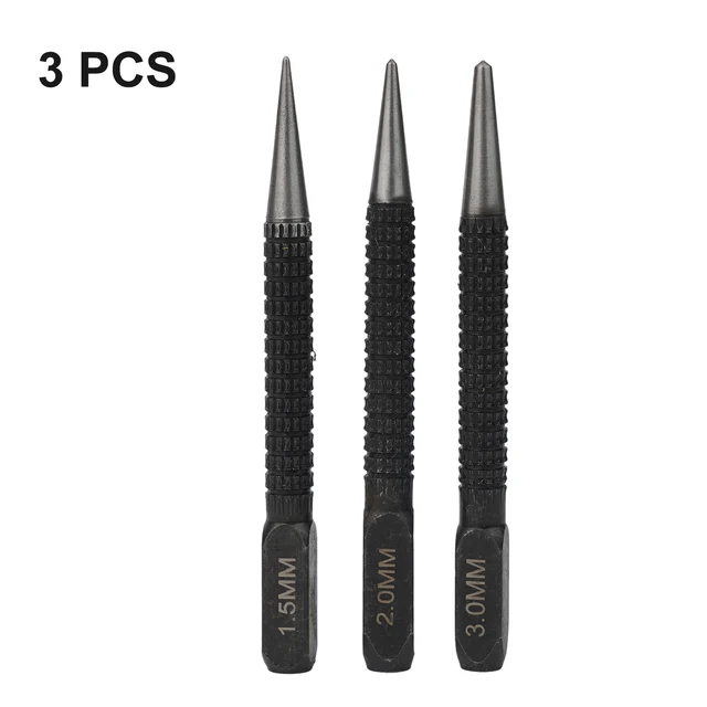 1pc 1.5mm/2mm/3mm Alloy Steel Center Punch Set Non Center Punch For Alloy Steel Metal Wood Marking Drilling Tool Center Punches 6