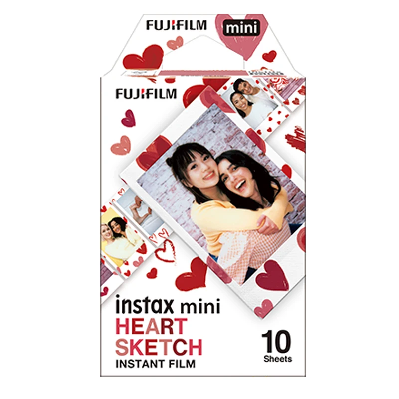 Fujifilm Instax Mini Color Film Heart Sketch Film 10-30 Sheets for Fuji Mini 12 11 8 9 7s 25 26 70 90 Evo Camera