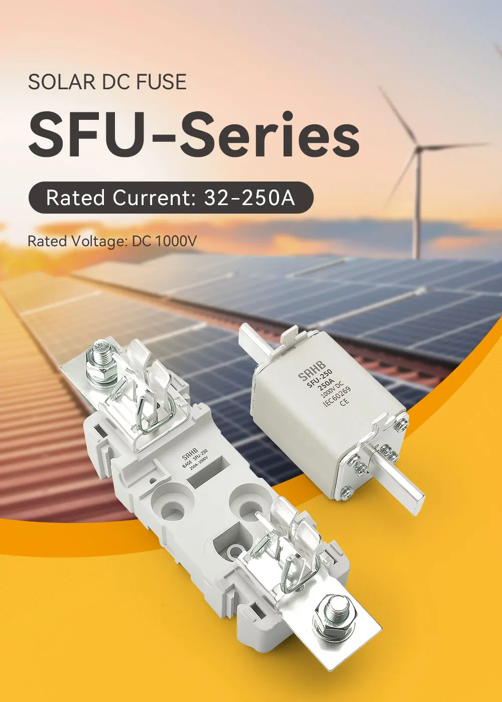 Description Picture 3 of itemSAHB PV Solar Fuse 1000V DC 80A 100A 125A 160A Fusible Fuse Holder with Fuse for Solar System Protection