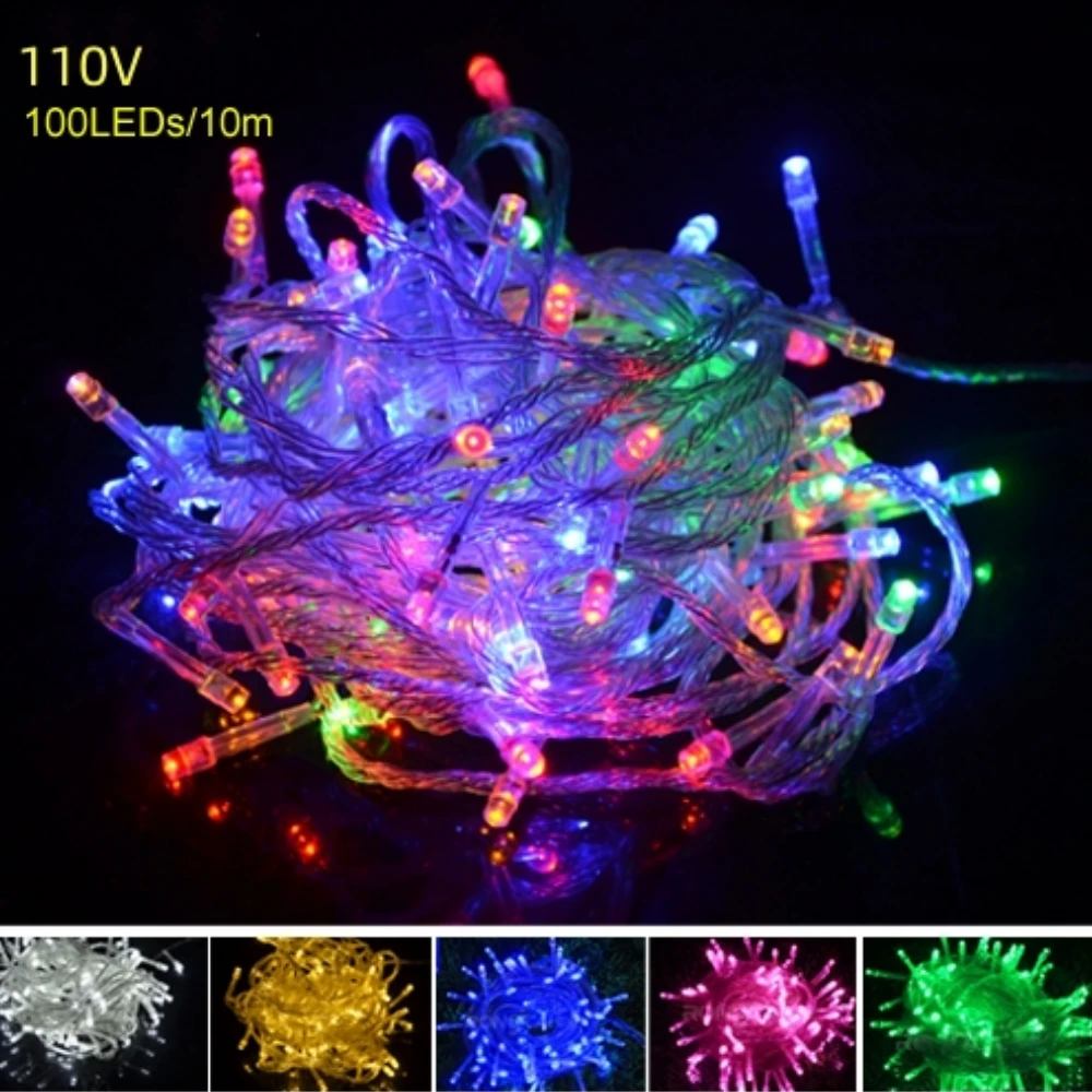 Christmas LED String Light 10M 100Leds Fairy Lights 8 Modes US Plug Waterproof For Garden Tree Wedding Party Holiday Decor